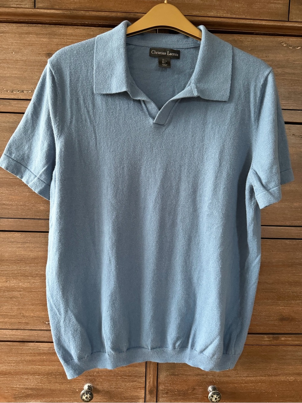 Christian Lacroix Light Blue Knit Short Sleeve Polo